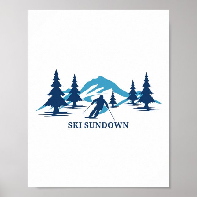 Poster Ski Sundown Connecticut Ski Resort Skiing Skier  (Frente)