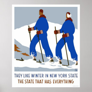 Póster Ski Winter New York 1938 WPA