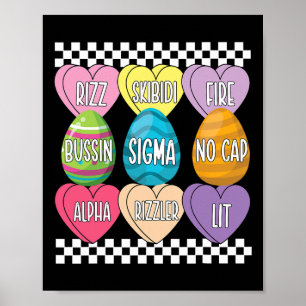 Poster Skibidi Easter Eggs Engraçado Rizz Memória Páscoa