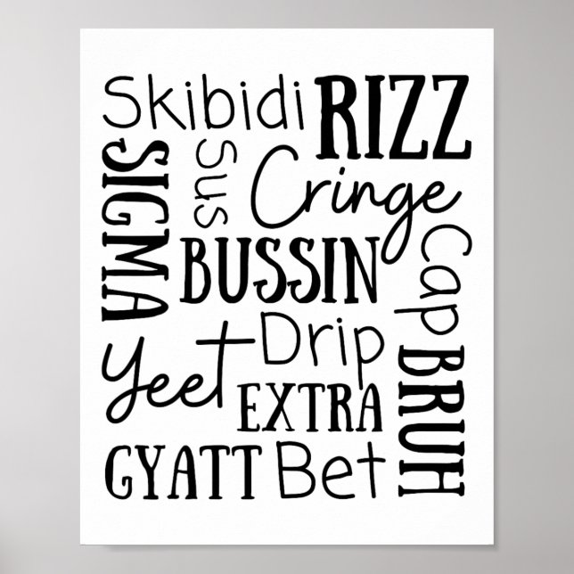 Poster Skibidi Rizz Funny Kids Rizz Bussin Gen Z Christma (Frente)