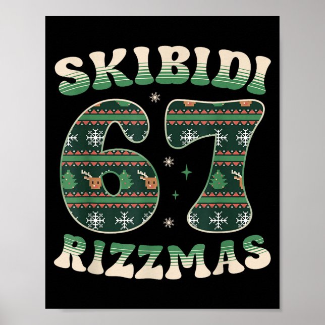 Poster Skibidi Rizzmas 67 Six Seven Meme Ugly Christmas F (Frente)
