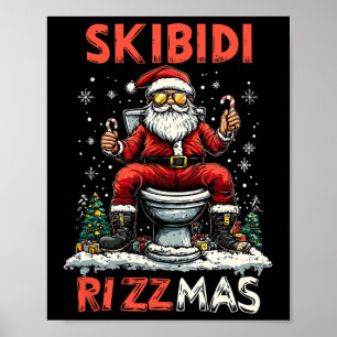 Poster Skibidi Rizzmas Papais noeis Toilet Engraçado Nata