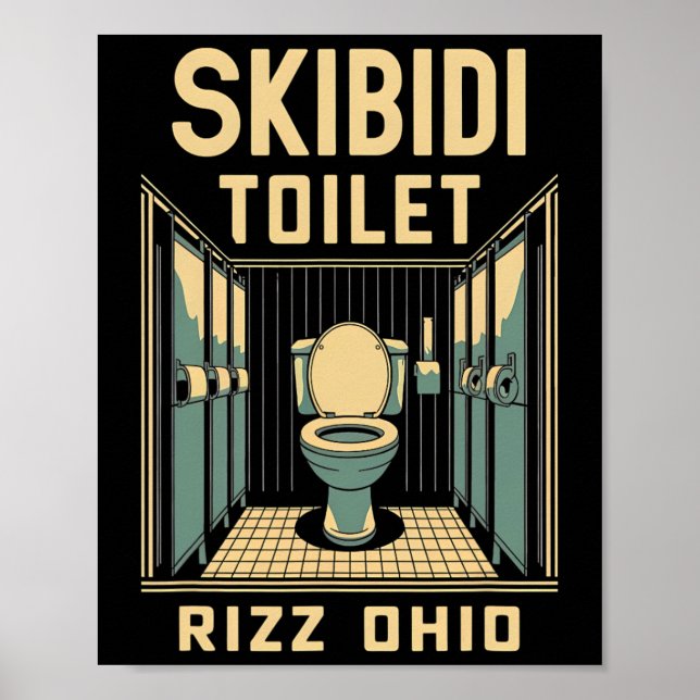 Poster Skibidi Toilet Rizz Ohio Memória Engraçada Retro V (Frente)