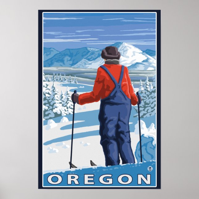 Poster Skier Adminning - Viagens vintage (Frente)