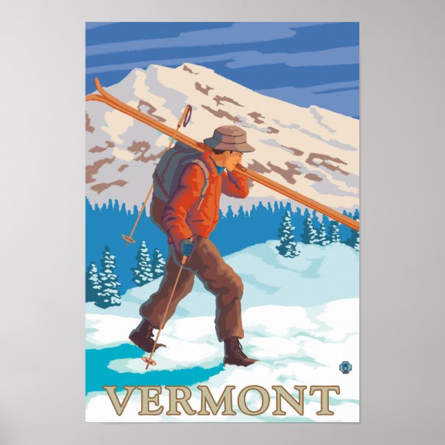 Póster Skier de Carregando VermontSkier (Frente)