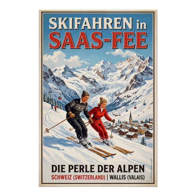 Póster Skifahren in Saas-Fee  (Frente)