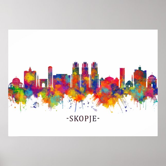 Poster Skopje República da Macedônia Skyline (Frente)
