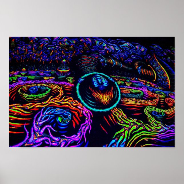 Poster Skull Blacklight trippy incrível mais popular (Frente)