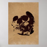 Poster Skull Brown Pop Art<br><div class="desc">Fantasy Art Skull Skeleton Poster Impressão - Black & Red Heavy Metal Punk Rock College Pop</div>