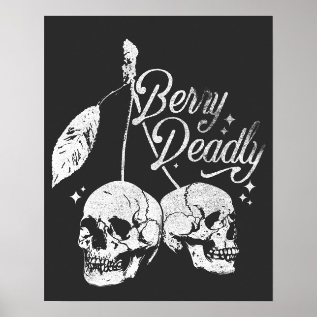 Poster Skull Cherry Spooky and Sweet Gothic Halloween (Frente)