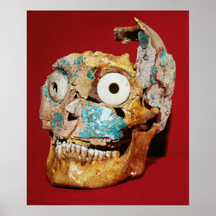 Póster Skull decorated with a mosaic in turquoise