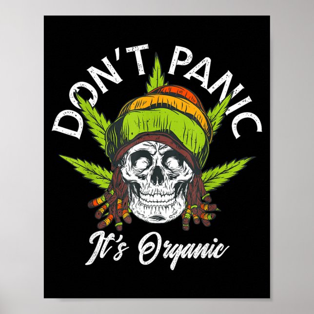 Poster Skull Jamaica Rasta Funny Don´t Panic It´s Organic (Frente)