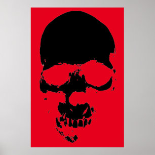 Póster Skull Red Black Fantasy Art Heavy Metal Rock