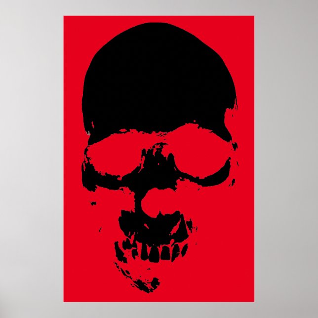 Póster Skull Red Black Fantasy Art Heavy Metal Rock (Frente)