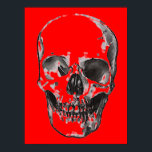 Poster Skull Red Pop Art<br><div class="desc">Fantasy Art Skull Skeleton Poster Impressão - Black & White Heavy Metal Punk Rock College Pop</div>