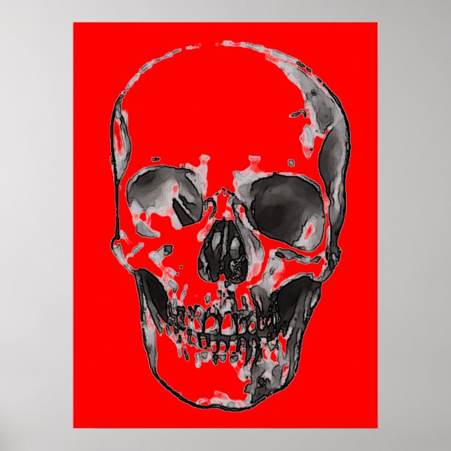 Poster Skull Red Pop Art (Frente)