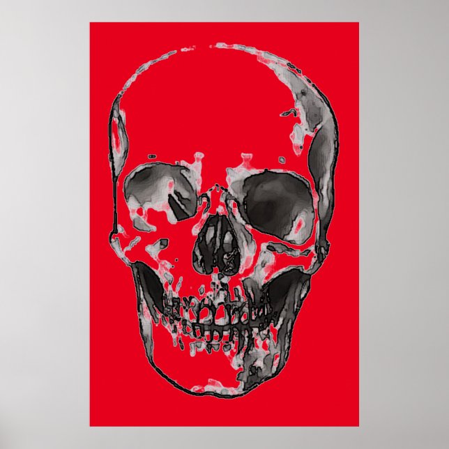Poster Skull Red Pop Art (Frente)