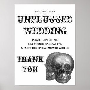 Poster Skull Unplugged Wedding Sign