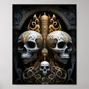 Poster Skulls Gótica Horror Gótico Arte Surreal