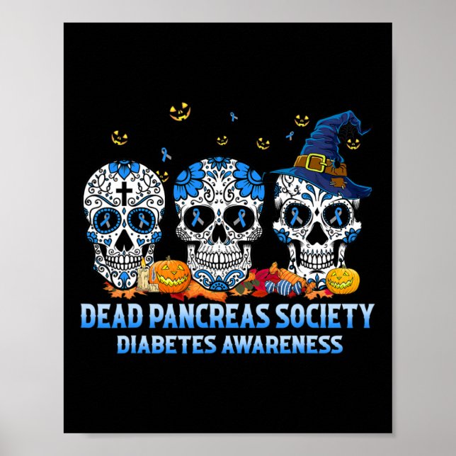 Poster Skulls Morto Pancreas Sociedade Diabetes Sensibili (Frente)