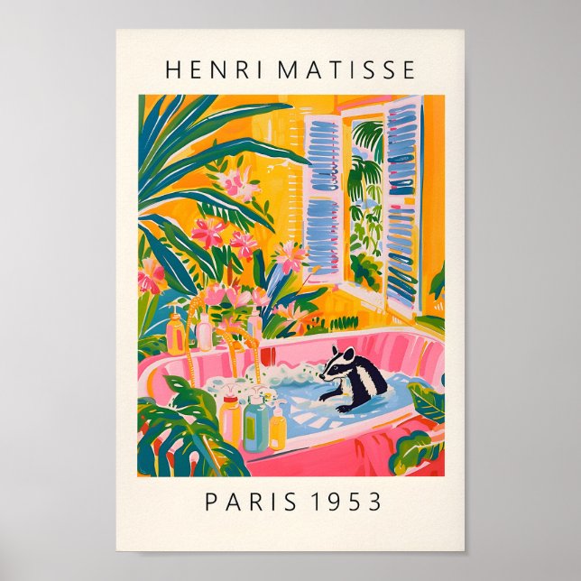 Poster Skunk In Bathtub Art Impressão, Dopamine Bathroom  (Frente)