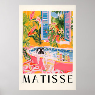 Poster Skunk in Bathtub Art Print Mid-Century Pink