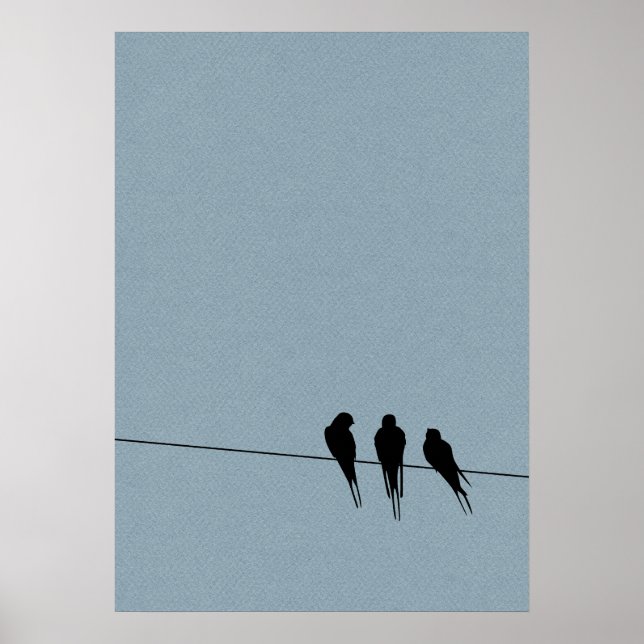 Poster Sky Blackbird Silhouette no Fio (Frente)