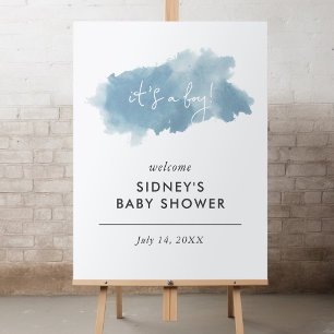 Poster Sky Blue Watercolor É um Chá de fraldas