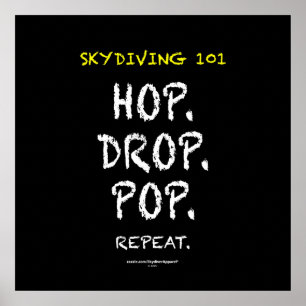 Póster Skydiving 101 - Salto. Gota. Pop. Repetição