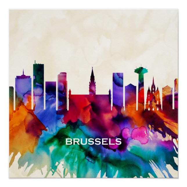 Póster Skyline Bruxelas (Frente)