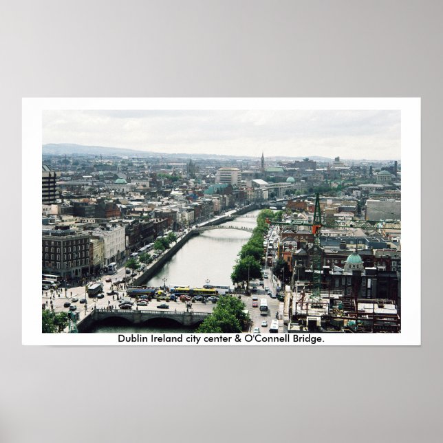 Poster Skyline, centro da cidade de Dublin Irlanda (Frente)