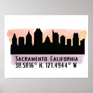 Poster Skyline Cidade de Sacramento CA