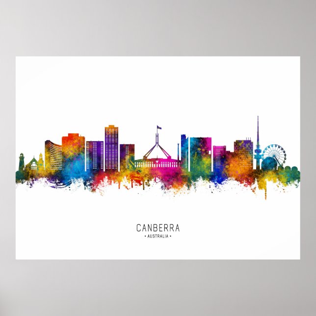 Poster Skyline da Austrália de Camberra (Frente)