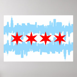Póster Skyline da bandeira de Chicago