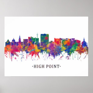 Poster Skyline da Carolina do Norte de Alto Ponto