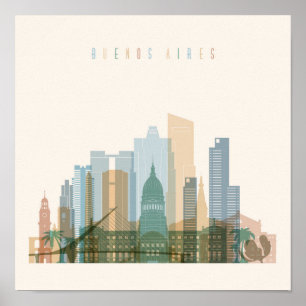 Póster Skyline da cidade de Buenos Aires, Argentina  