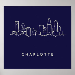 Poster Skyline da cidade de Charlotte, North Carolina