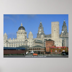 Poster Skyline da cidade de Liverpool, Inglaterra, Reino
