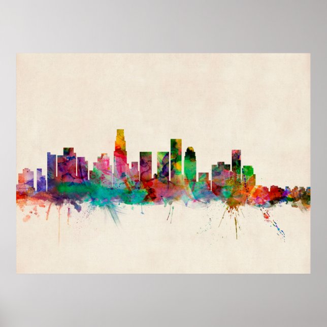 Poster Skyline da Cidade de Los Angeles Califórnia (Frente)