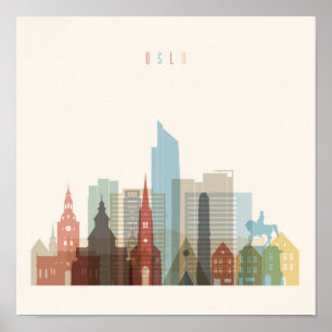 Poster Skyline da cidade de Oslo, Noruega