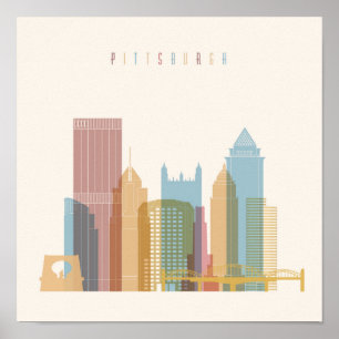 Póster Skyline da cidade de Pittsburgh, Pensilvânia  