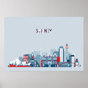 Póster Skyline da cidade de Sydney Austrália