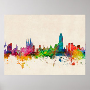 Póster Skyline da espanha de Barcelona