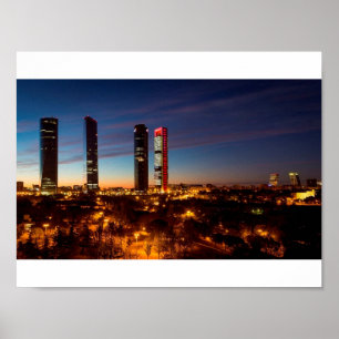 Poster Skyline da noite de Madrid