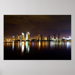 Poster Skyline da noite de San Diego