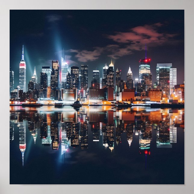 Poster Skyline da Nova Iorque Night (Frente)
