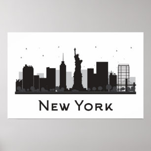 Póster Skyline da Nova Iorque   preto e branco