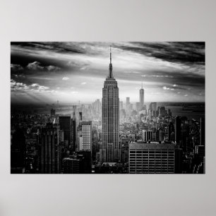 Póster Skyline da Nova Iorque preto e branco