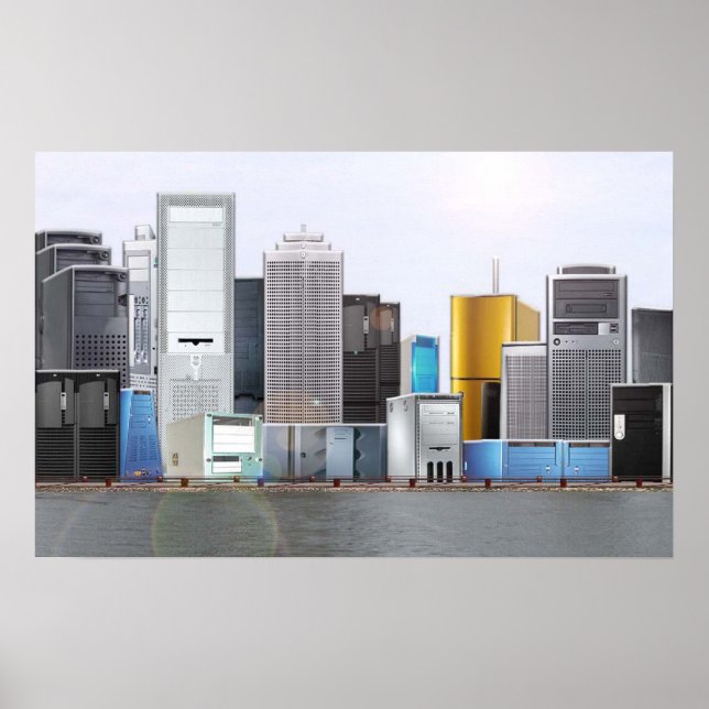 Póster Skyline da torre PC (Frente)