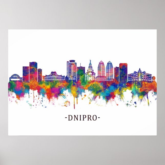 Poster Skyline da Ucrânia Dnipro (Frente)